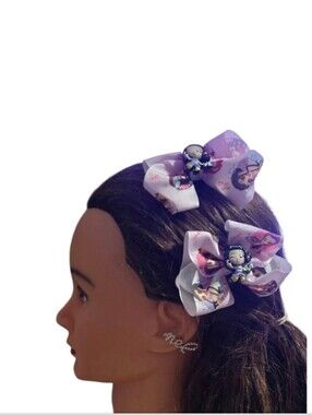 K-pop Kids Purple Character Hair Bow Clips - Set of 2